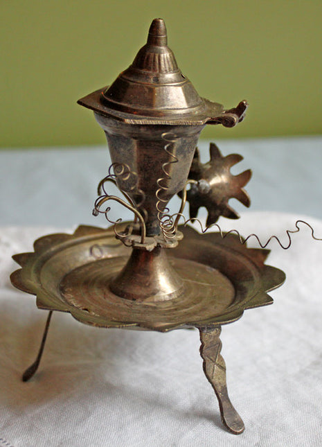 Vintage Ornate Silver Plated Scent Cones Burner with Tray