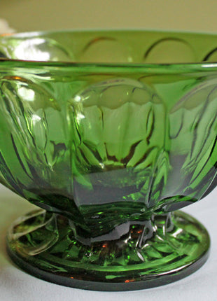 Anchor Hocking Green Glass Footed Bowl Candy Dish