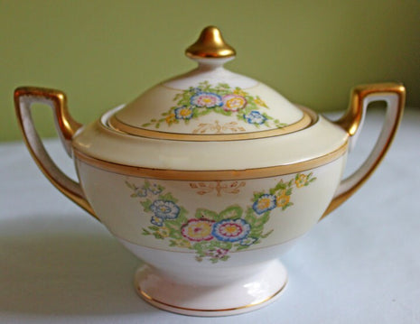 Vintage Porcelain Sugar Bowl and Oval Platter
