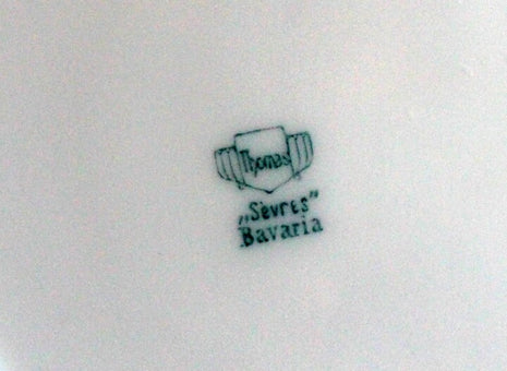 Plate Made in Bavaria by Thomas. Antique Small Plate with Hand Painted Red Poppies. Sevres Pattern Plate Signed by Artist, M. Fischer.