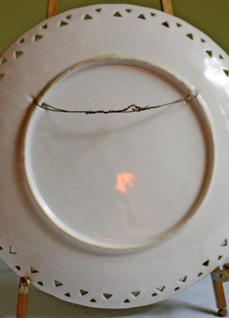 Vintage Decorative with Lacy Scalloped Rim & Hand Painted Fruit