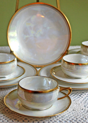 Antique Hutschenreuther Tea Cup, Saucer, Dessert Plate - Set of 4