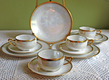 Porcelain Cup Handle Cream Crackle & Antique Brass - Broughtons