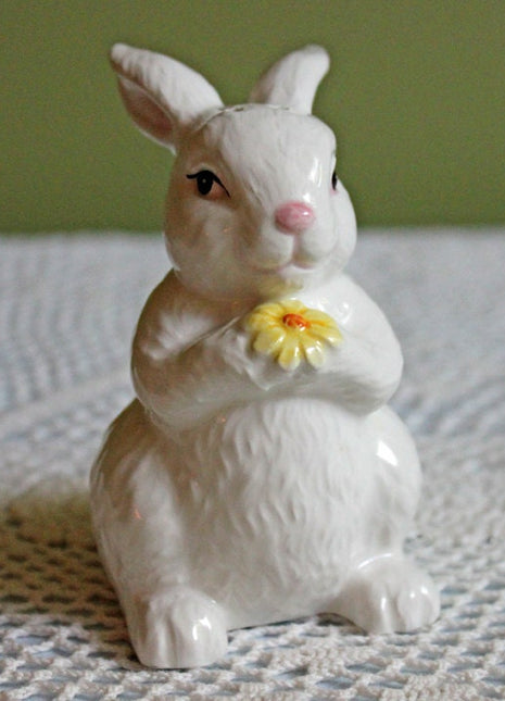 Salt or Pepper Shaker. White Porcelain Bunny Figurine as Salt or Pepper Shaker. Funky Table Ware.