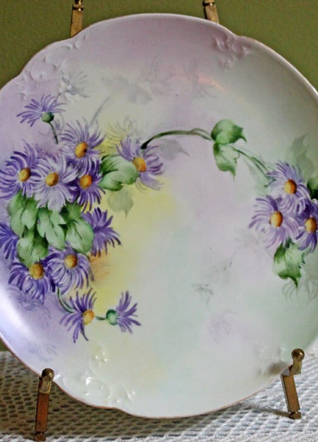 Antique Decorative Plate. Hand Painted Display Plate. Porcelain Plate with Chrysanthemums. Plate Made in Austria.