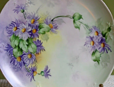 Antique Decorative Plate. Hand Painted Display Plate. Porcelain Plate with Chrysanthemums. Plate Made in Austria.