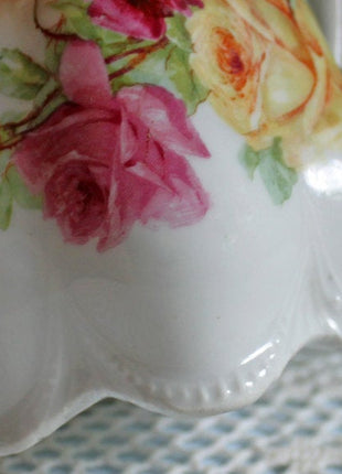 Antique Porcelain Creamer, Hand Painted Roses, Small Pitcher Made in Germany