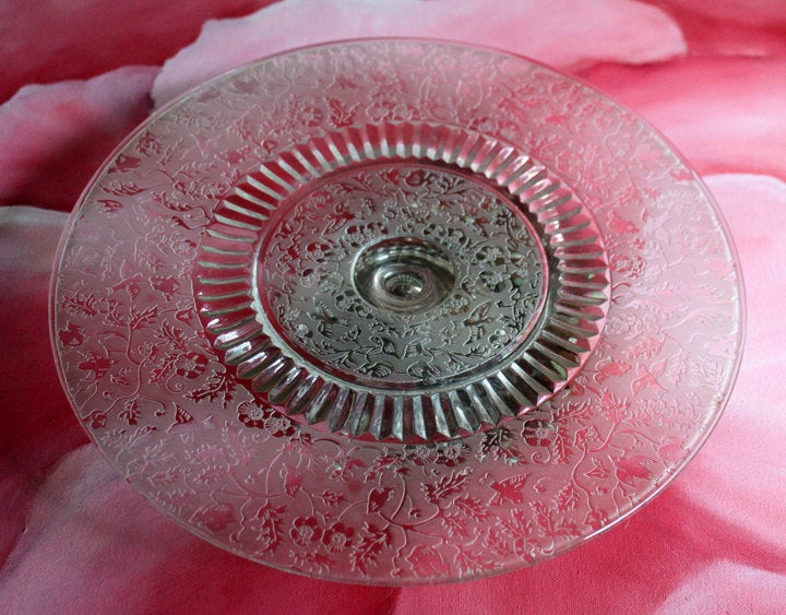 NEW Vintage Princess House Heritage Etched Blown Glass Pie - Etsy