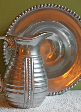 Metal Serving or Display Bowl with Salad Fork by Wilton Armetale.