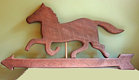 Large Wood Weathervane Sculpture with Horse