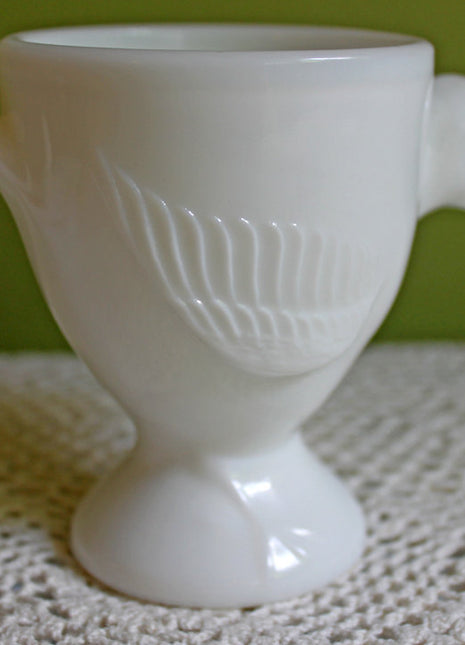 Milk Glass Footed Bowl Shaped as Dove
