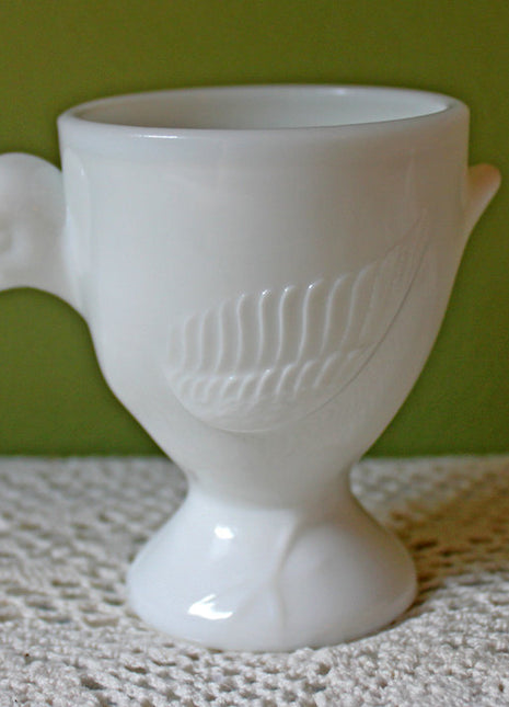 Milk Glass Footed Bowl Shaped as Dove