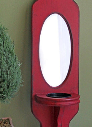 Mirror and Candle Holder.  Candle Holder with Mirror in Wooden Frame. Wall Hanging Mirror Ready to Hang.