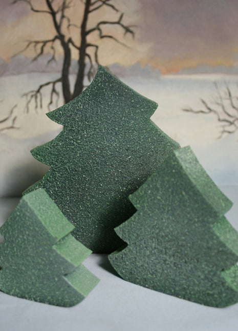 3 Wood Christmas Trees with Painted Texture