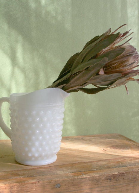 Milk Glass Small Water Hobnail Pitcher