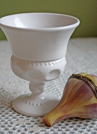 Westmoreland Milk Glass Footed Vase with Thumbprint Pattern