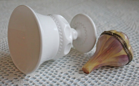 Westmoreland Milk Glass Footed Vase with Thumbprint Pattern