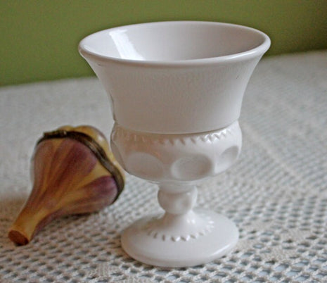 Westmoreland Milk Glass Footed Vase with Thumbprint Pattern