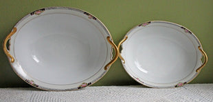 Antique Serving Beechmont Oval Bowls with Reticulated Handles