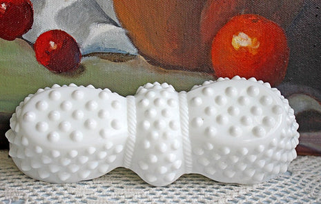 Fenton Milk Glass Spoon Rest with Hobnail Pattern