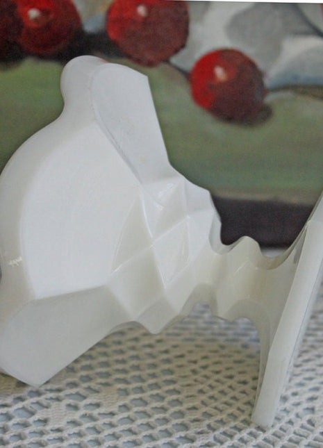 Candle Stick.  Milk Glass Candle Holder with Dripping Protection Collar Base.  Elegant Diamond Texture on Foot.