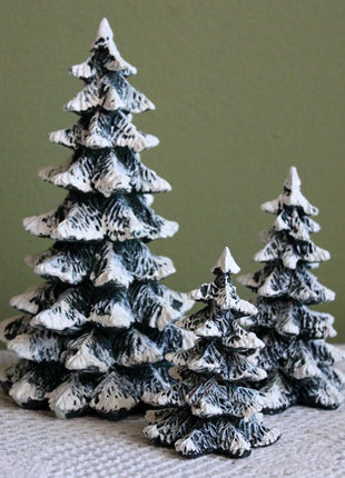Christmas Trees for Village or Display. Resin Pines for Cabin, Lodge, or Home Decor. Christmas/Winter Celebration.