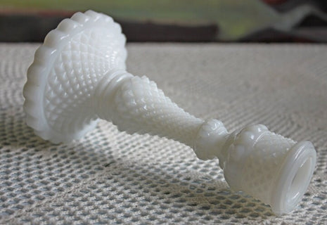 Milk Glass Candle Stick Holder with Diamond Pattern