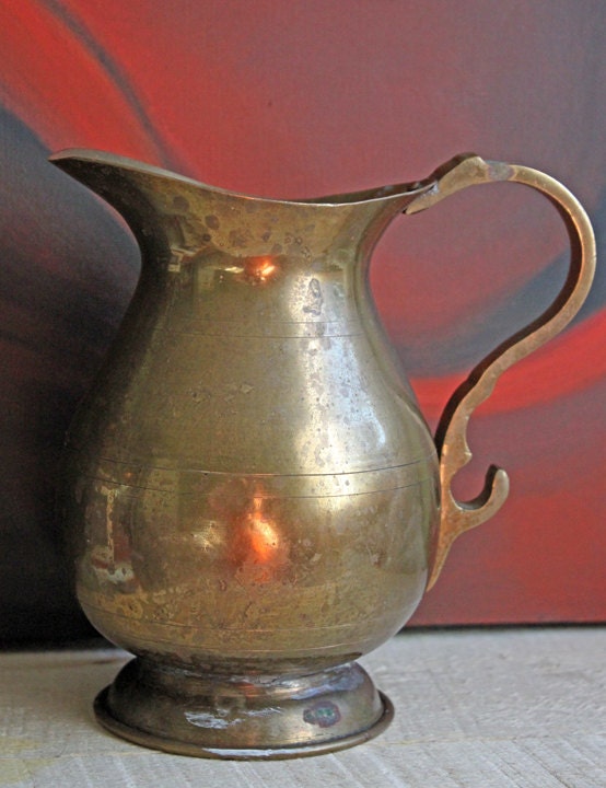 Vintage Brass Pitcher with Handle Brass Water Container