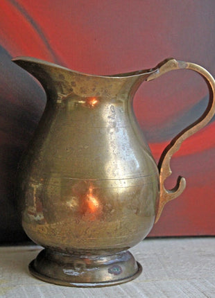 Vintage Brass Pitcher with Handle.  Brass Water Container Made in India.