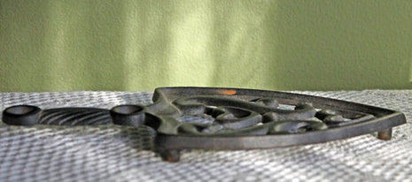 Antique Cast Iron Rustic Trivet with Hearts