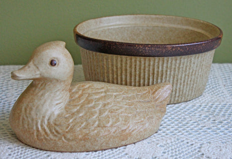 Stoneware Bowl with Cover in Shape of Duck