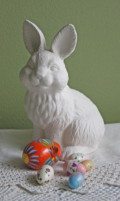 Vintage Bunny Rabbit Figurine White Bisque Ceramic