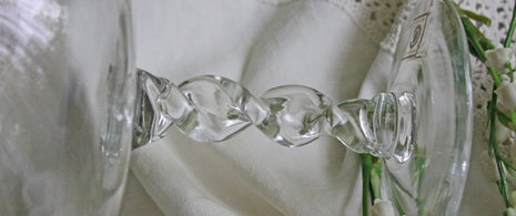 Glass Candy or Nuts Bowl with Swirl Foot