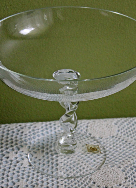 Glass Candy or Nuts Bowl with Swirl Foot