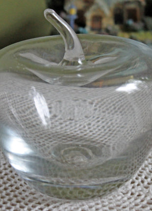 Hand Blown Glass Apple Paper Weight or Display