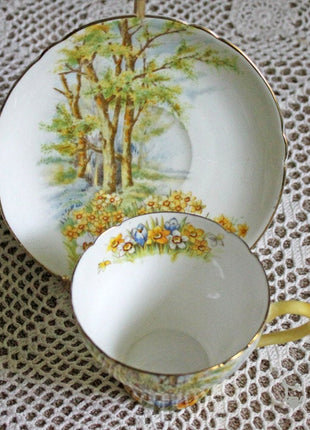 Tea Cup with Saucer by Royal Albert - Daffodil Time Series